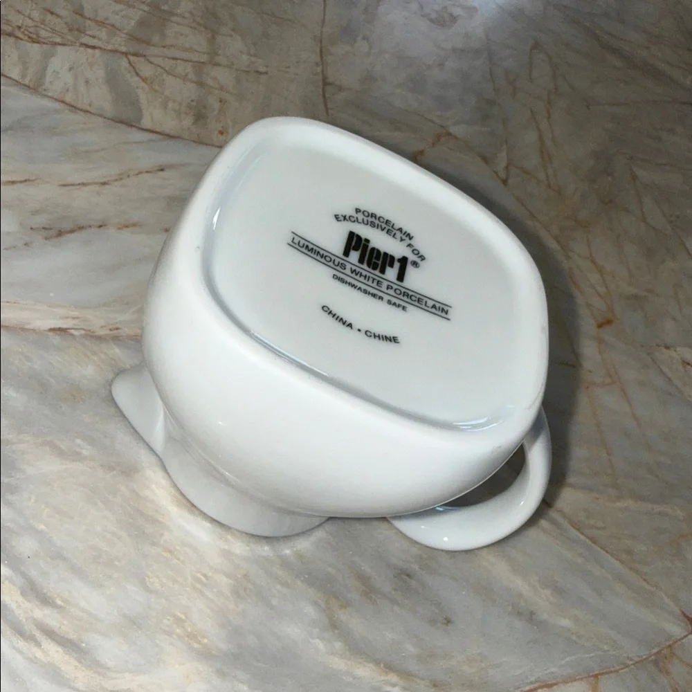 Pier 1 Luminous White‎ Porcelain Creamer Pitcher Dishwasher Safe Mini Milk Jug